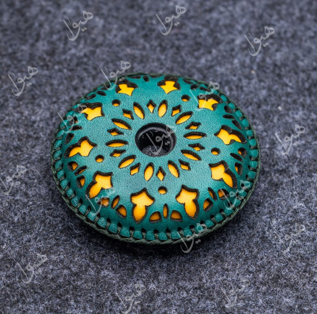 زیرپایه صراحی  رنگ سبز کله غازی/ زرد